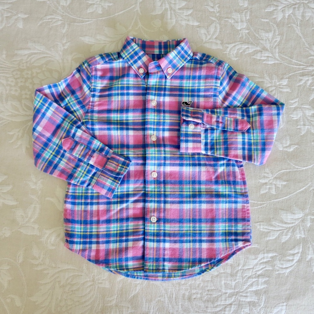 Vineyard Vines Long-Sleeve Plaid Shirt 100% Cotton Size 2T